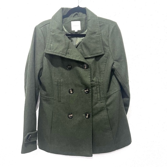 Thread & Supply Double-Breasted Peacoat in olive green large - Picture 1 of 9